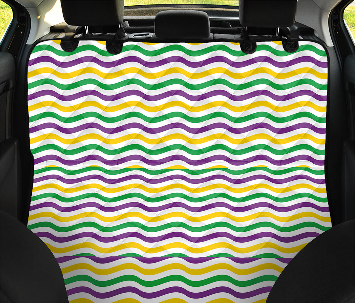 Mardi Gras Wave Pattern Print Pet Car Back Seat Cover