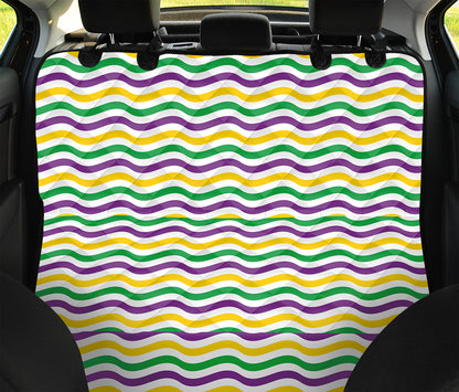 Mardi Gras Wave Pattern Print Pet Car Back Seat Cover