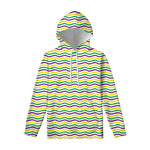 Mardi Gras Wave Pattern Print Pullover Hoodie