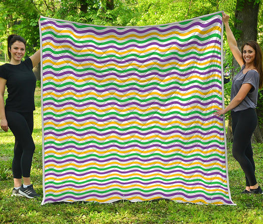Mardi Gras Wave Pattern Print Quilt