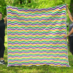 Mardi Gras Wave Pattern Print Quilt