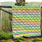 Mardi Gras Wave Pattern Print Quilt