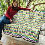 Mardi Gras Wave Pattern Print Quilt