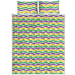 Mardi Gras Wave Pattern Print Quilt Bed Set