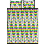 Mardi Gras Wave Pattern Print Quilt Bed Set
