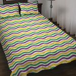 Mardi Gras Wave Pattern Print Quilt Bed Set