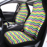 Mardi Gras Wave Pattern Print Universal Fit Car Seat Covers