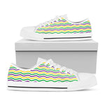 Mardi Gras Wave Pattern Print White Low Top Shoes