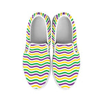 Mardi Gras Wave Pattern Print White Slip On Shoes