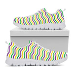 Mardi Gras Wave Pattern Print White Sneakers