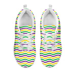 Mardi Gras Wave Pattern Print White Sneakers