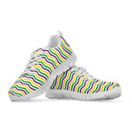 Mardi Gras Wave Pattern Print White Sneakers