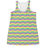 Mardi Gras Wave Pattern Print Women's Racerback Tank Top