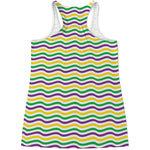 Mardi Gras Wave Pattern Print Women's Racerback Tank Top