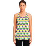 Mardi Gras Wave Pattern Print Women's Racerback Tank Top