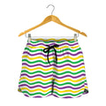 Mardi Gras Wave Pattern Print Women's Shorts