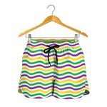Mardi Gras Wave Pattern Print Women's Shorts