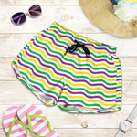 Mardi Gras Wave Pattern Print Women's Shorts