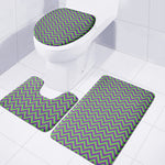 Mardi Gras Zigzag Pattern Print 3 Piece Bath Mat Set
