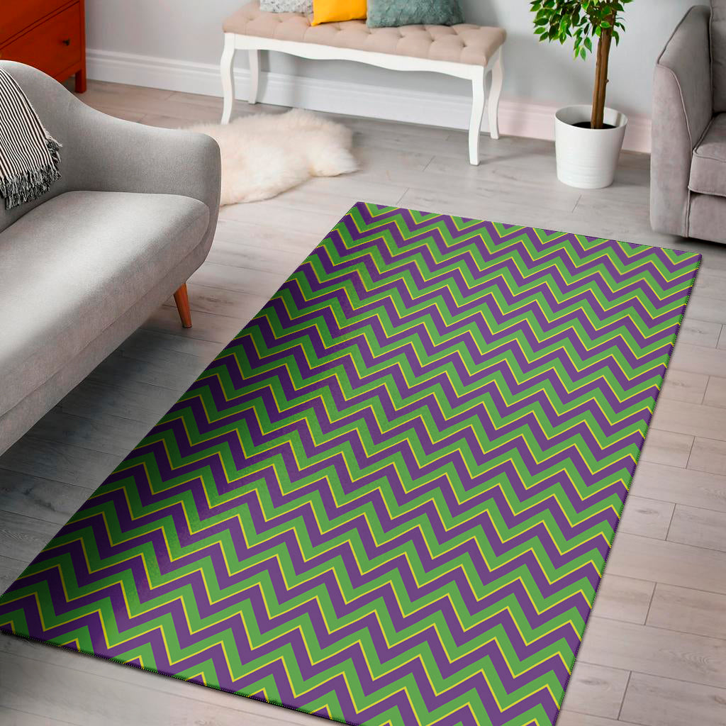 Mardi Gras Zigzag Pattern Print Area Rug