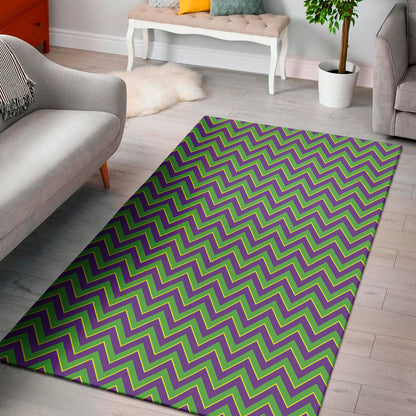 Mardi Gras Zigzag Pattern Print Area Rug