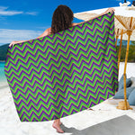 Mardi Gras Zigzag Pattern Print Beach Sarong Wrap