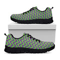 Mardi Gras Zigzag Pattern Print Black Running Shoes