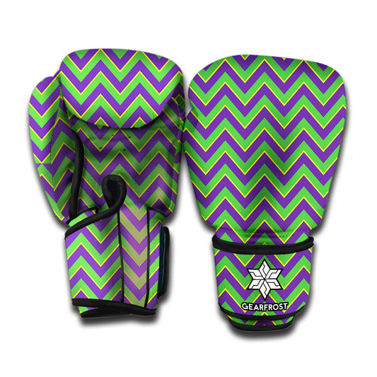 Mardi Gras Zigzag Pattern Print Boxing Gloves