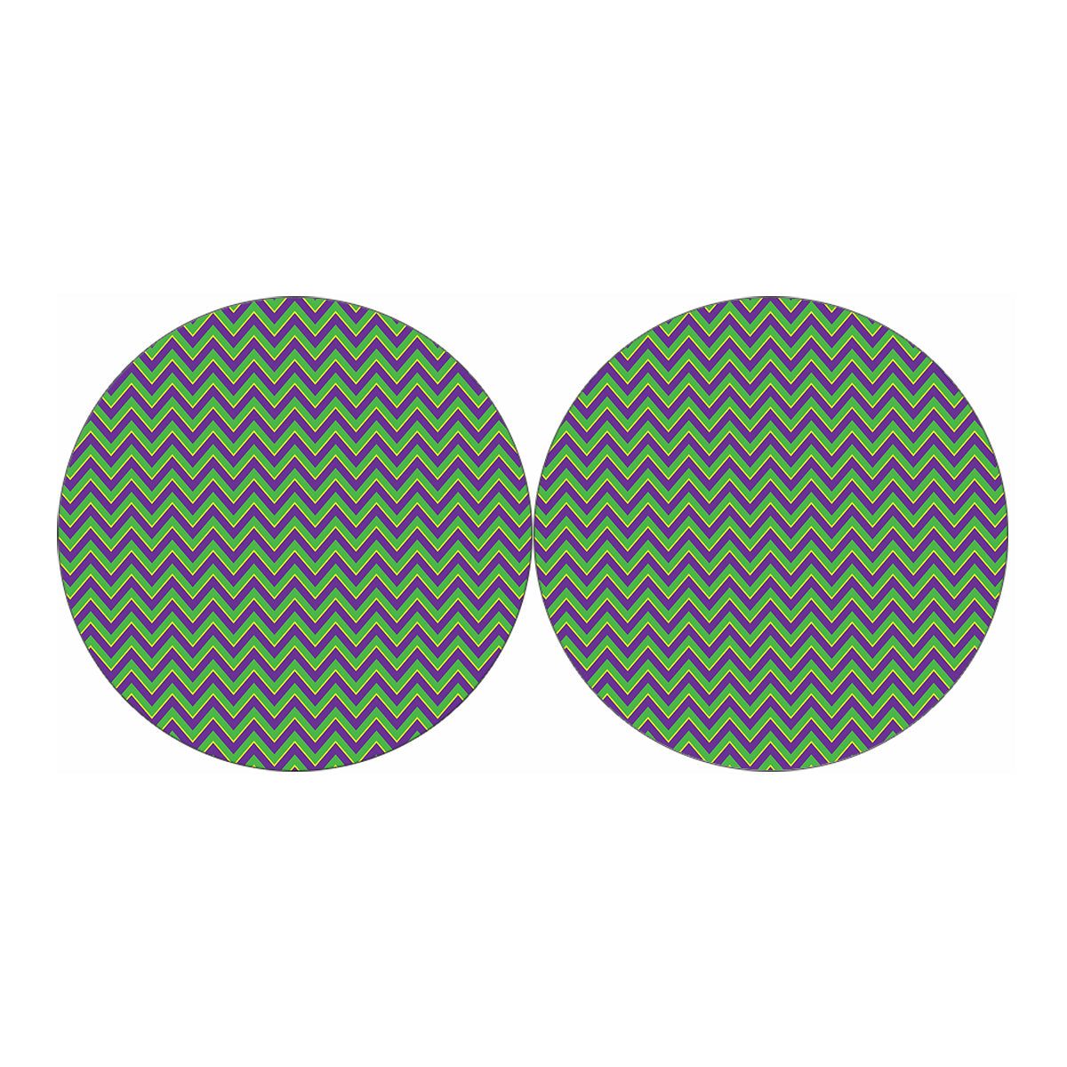 Mardi Gras Zigzag Pattern Print Car Coasters