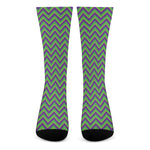 Mardi Gras Zigzag Pattern Print Crew Socks