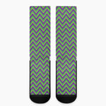 Mardi Gras Zigzag Pattern Print Crew Socks
