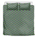 Mardi Gras Zigzag Pattern Print Duvet Cover Bedding Set