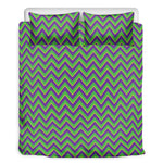 Mardi Gras Zigzag Pattern Print Duvet Cover Bedding Set