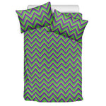 Mardi Gras Zigzag Pattern Print Duvet Cover Bedding Set