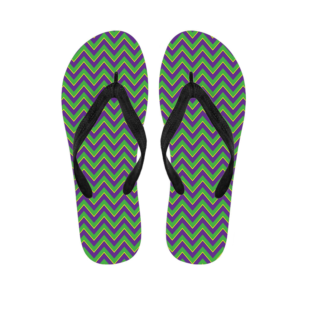 Mardi Gras Zigzag Pattern Print Flip Flops