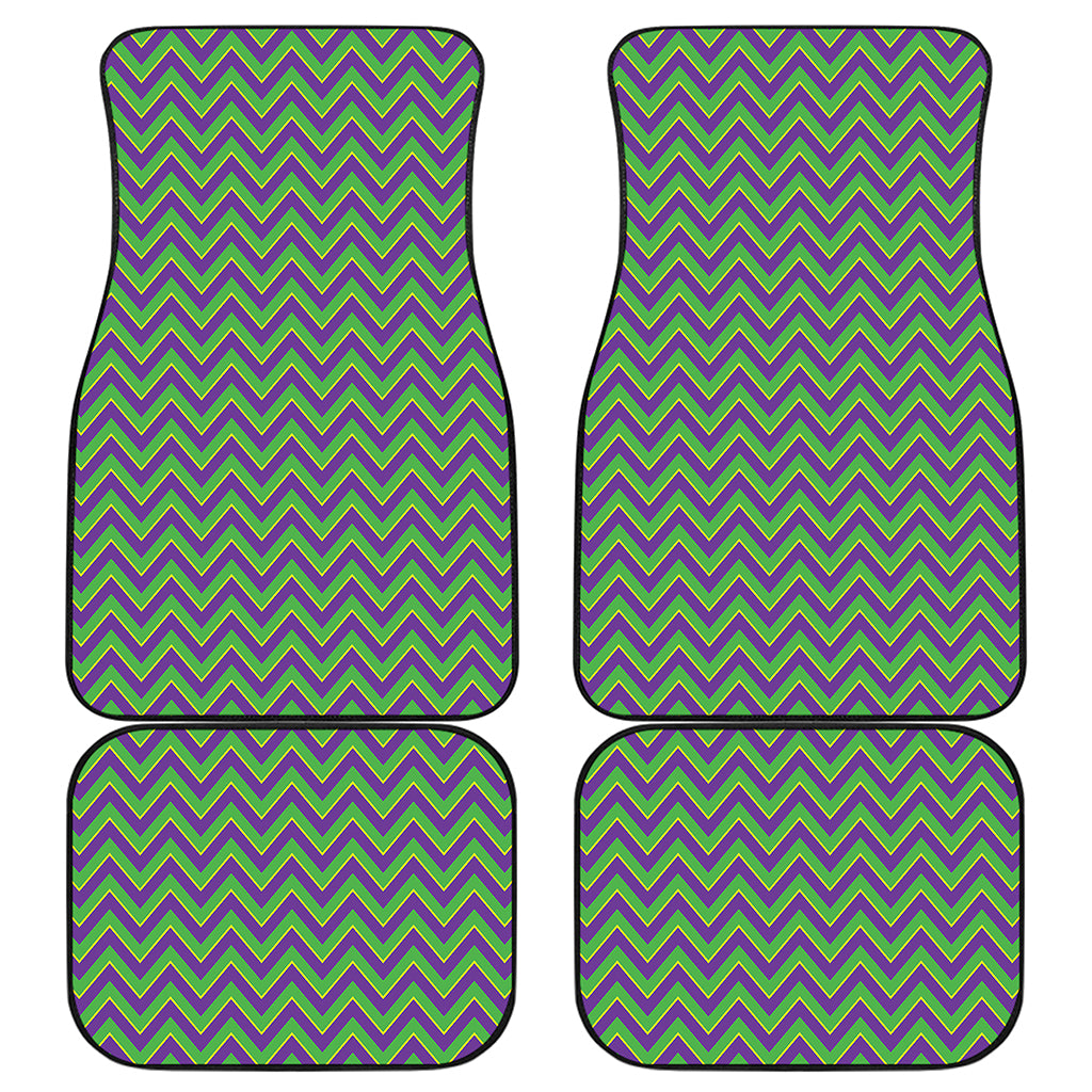 Mardi Gras Zigzag Pattern Print Front and Back Car Floor Mats