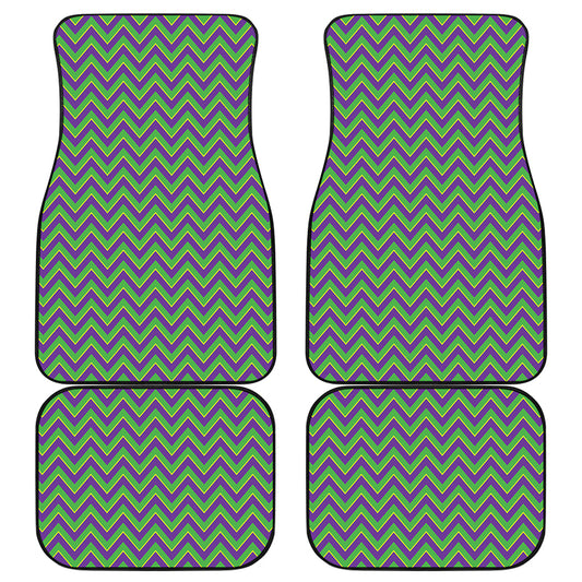 Mardi Gras Zigzag Pattern Print Front and Back Car Floor Mats