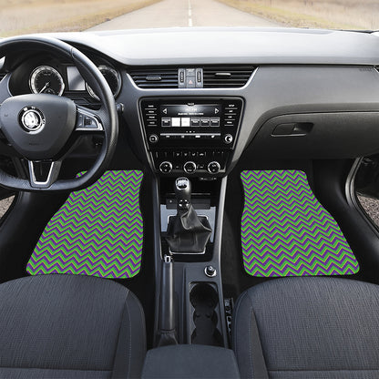Mardi Gras Zigzag Pattern Print Front and Back Car Floor Mats