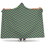 Mardi Gras Zigzag Pattern Print Hooded Blanket