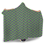 Mardi Gras Zigzag Pattern Print Hooded Blanket