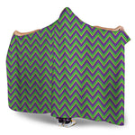 Mardi Gras Zigzag Pattern Print Hooded Blanket