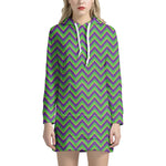 Mardi Gras Zigzag Pattern Print Hoodie Dress