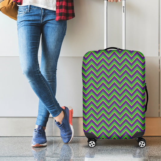 Mardi Gras Zigzag Pattern Print Luggage Cover