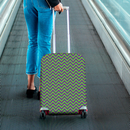 Mardi Gras Zigzag Pattern Print Luggage Cover