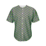 Mardi Gras Zigzag Pattern Print Men's Baseball Jersey