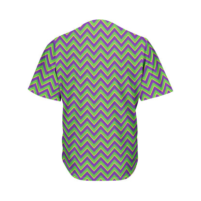 Mardi Gras Zigzag Pattern Print Men's Baseball Jersey