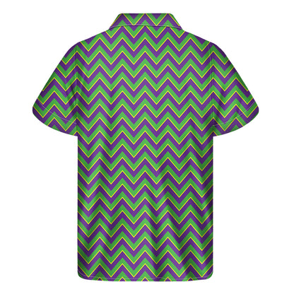 Mardi Gras Zigzag Pattern Print Men's Short Sleeve Shirt