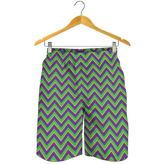 Mardi Gras Zigzag Pattern Print Men's Shorts