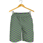 Mardi Gras Zigzag Pattern Print Men's Shorts