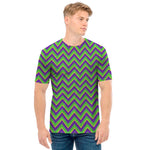 Mardi Gras Zigzag Pattern Print Men's T-Shirt